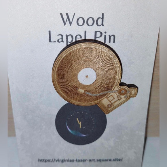 Hand Crafted | Accessories | Retro Vinyl Lp Record Player Wood Lapel ...